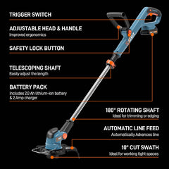 X2 20V Max* 10" Cordless String Trimmer (2.5 Ah Battery & Charger Included)