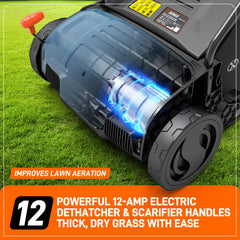 12 Amp 12.6" Corded Electric Dethatcher & Scarifier Combo