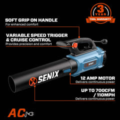 12 Amp Corded Electric Leaf Blower