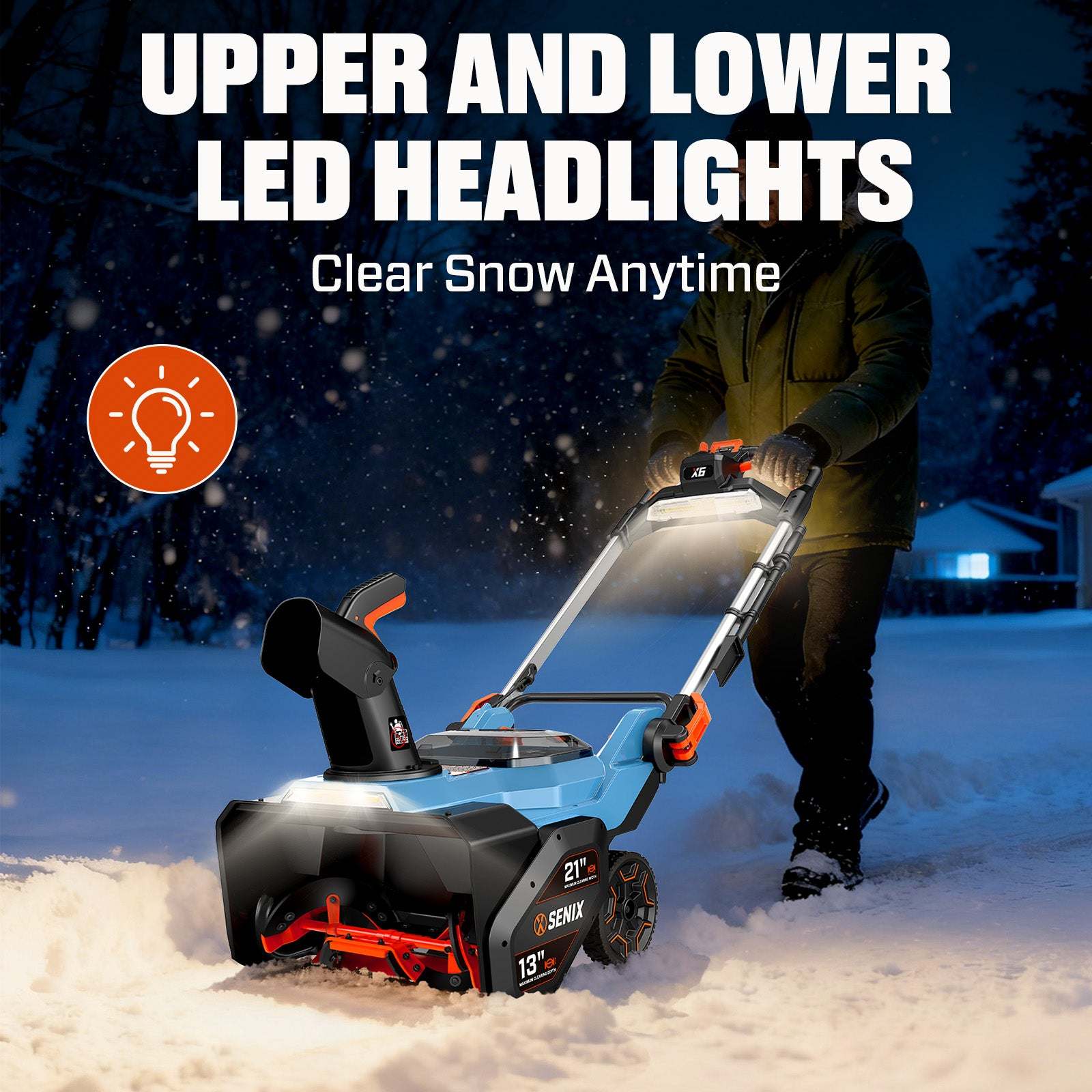 SENIX X6 60V Fall & Winter Cleanup Combo Kit – 21" Snow Blower & 810 CFM Leaf Blower