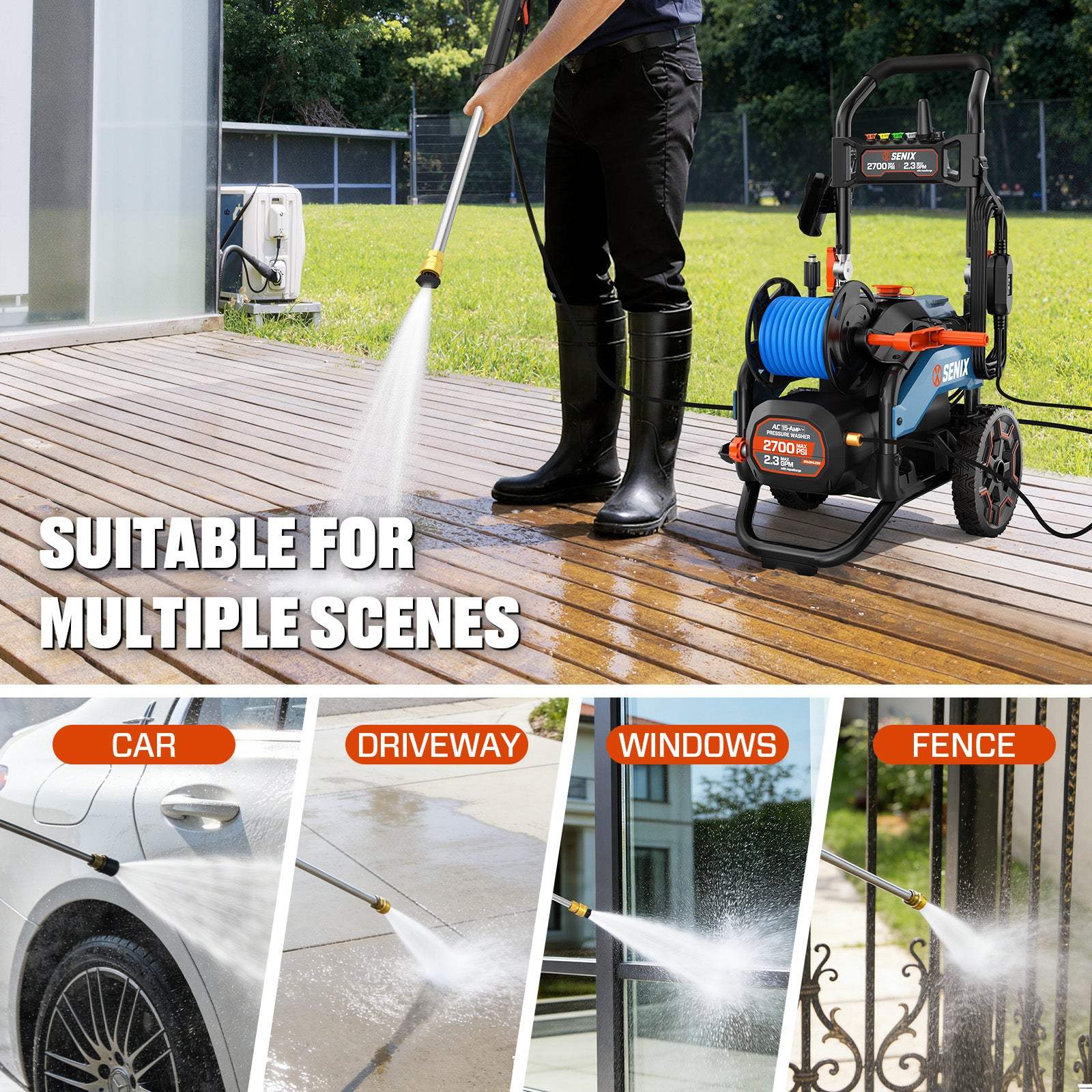 SENIX 2300-PSI 1.2-GPM Cold Water Electric Pressure Washer
