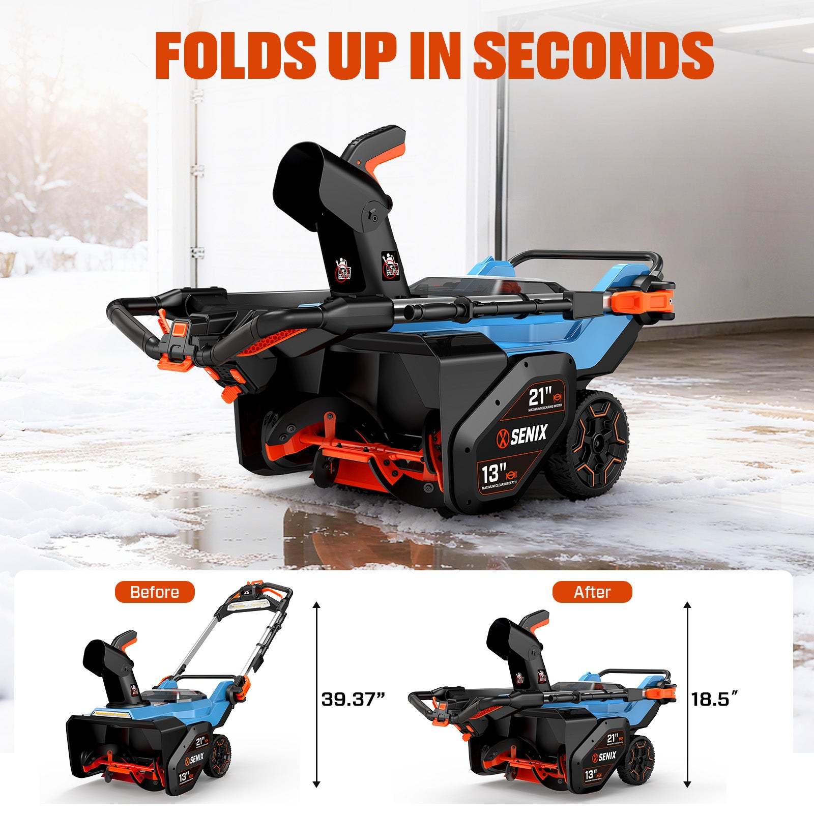SENIX X6 60V Fall & Winter Cleanup Combo Kit – 21" Snow Blower & 810 CFM Leaf Blower