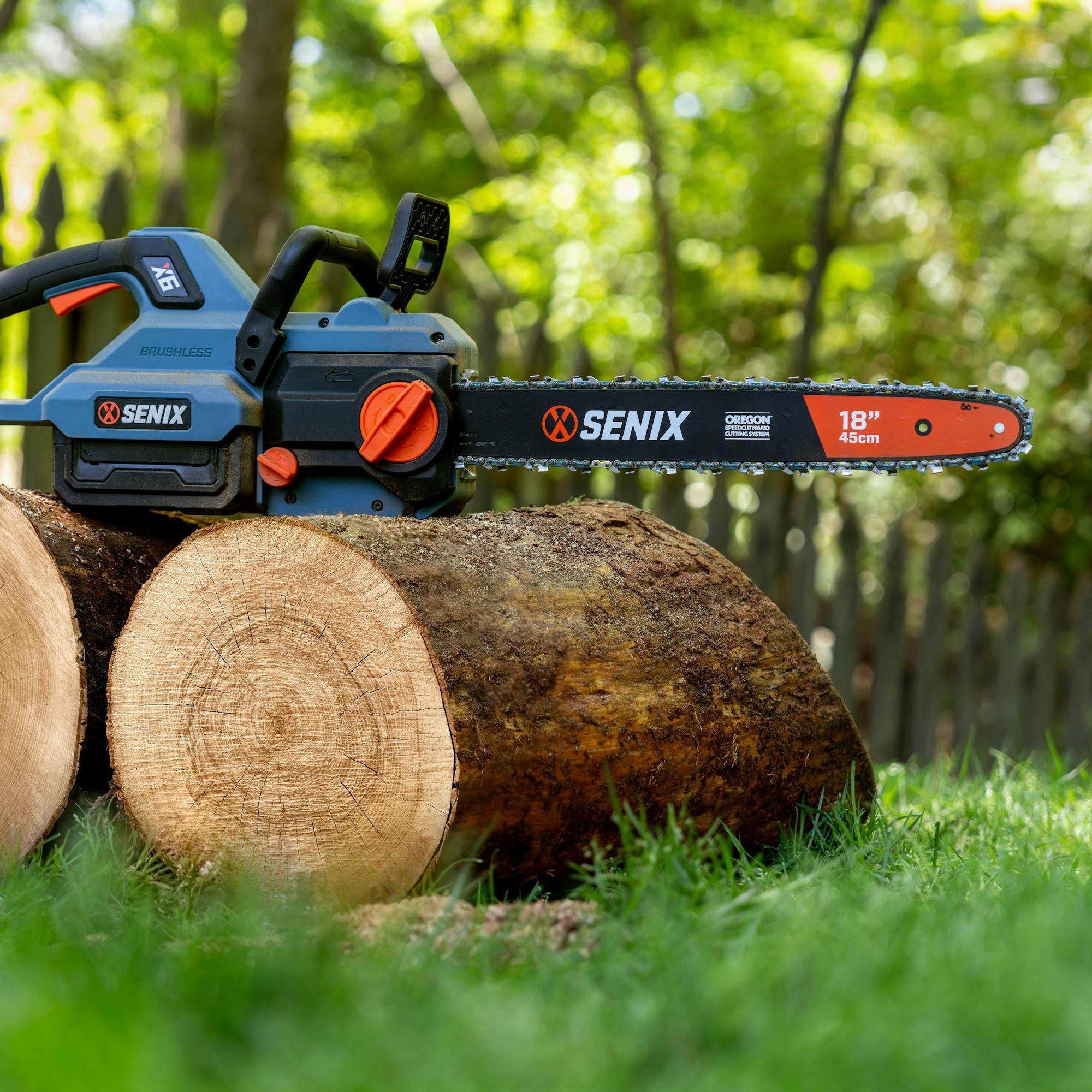 X6 60V Max 18" Cordless Chainsaw, Brushless (Battery & Charger Included | Chainsaws | SENIX Tools