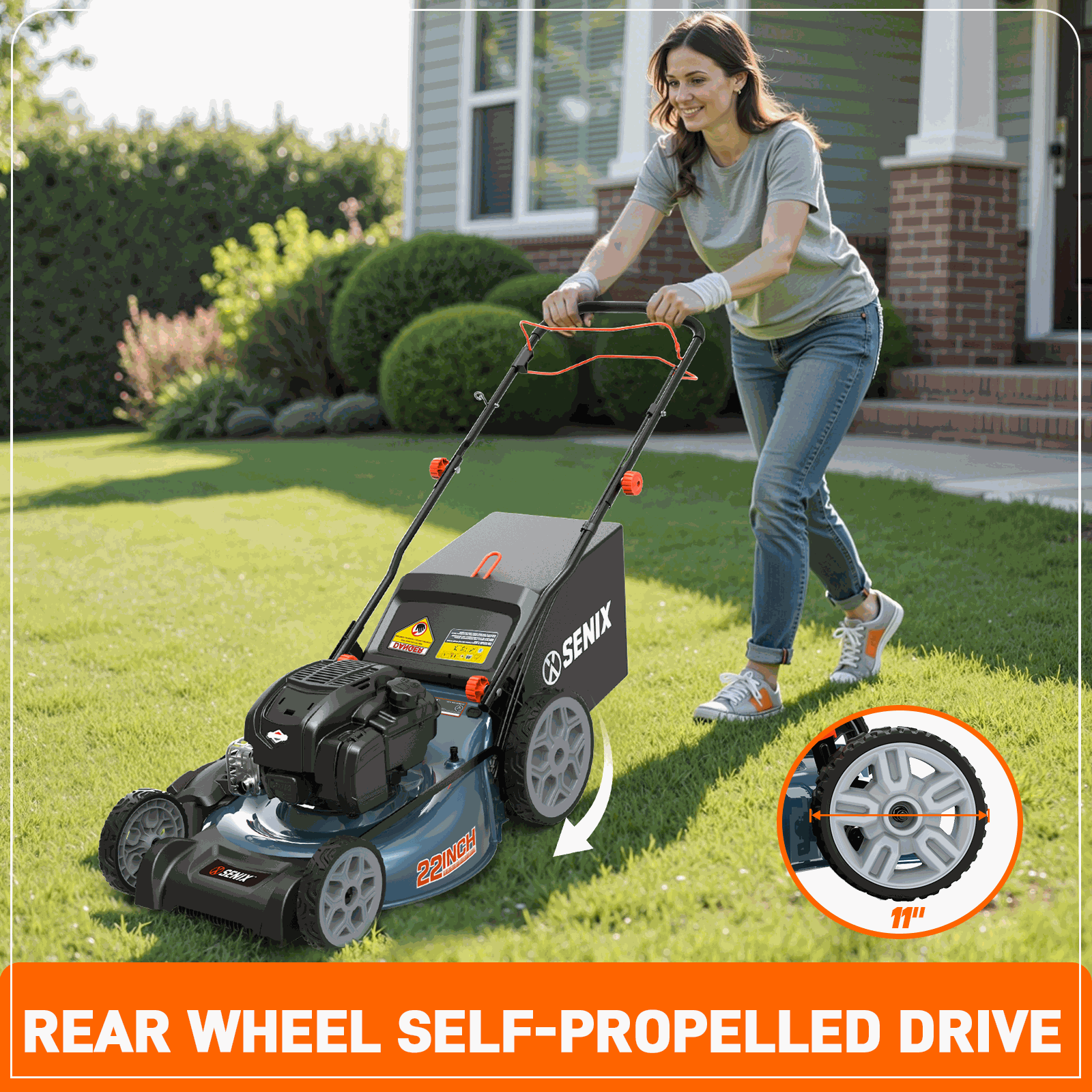 SENIX 22" 163cc Briggs & Stratton Engine Gas Self-Propelled Lawn Mower | SENIX Tools