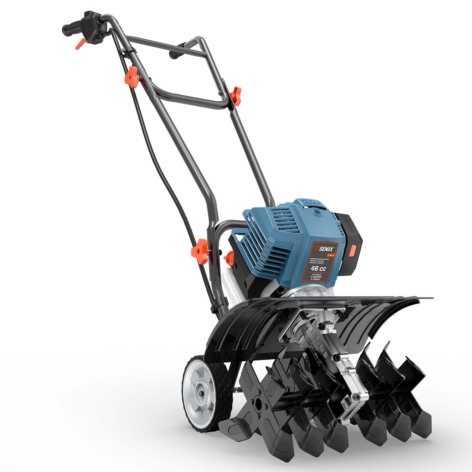 4QL® 46cc 4-Cycle Gas Tiller Cultivator | Cultivators | 4QL® 46 cc 4-Cycle Gas Powered Tiller Cultivator | SENIX Tools