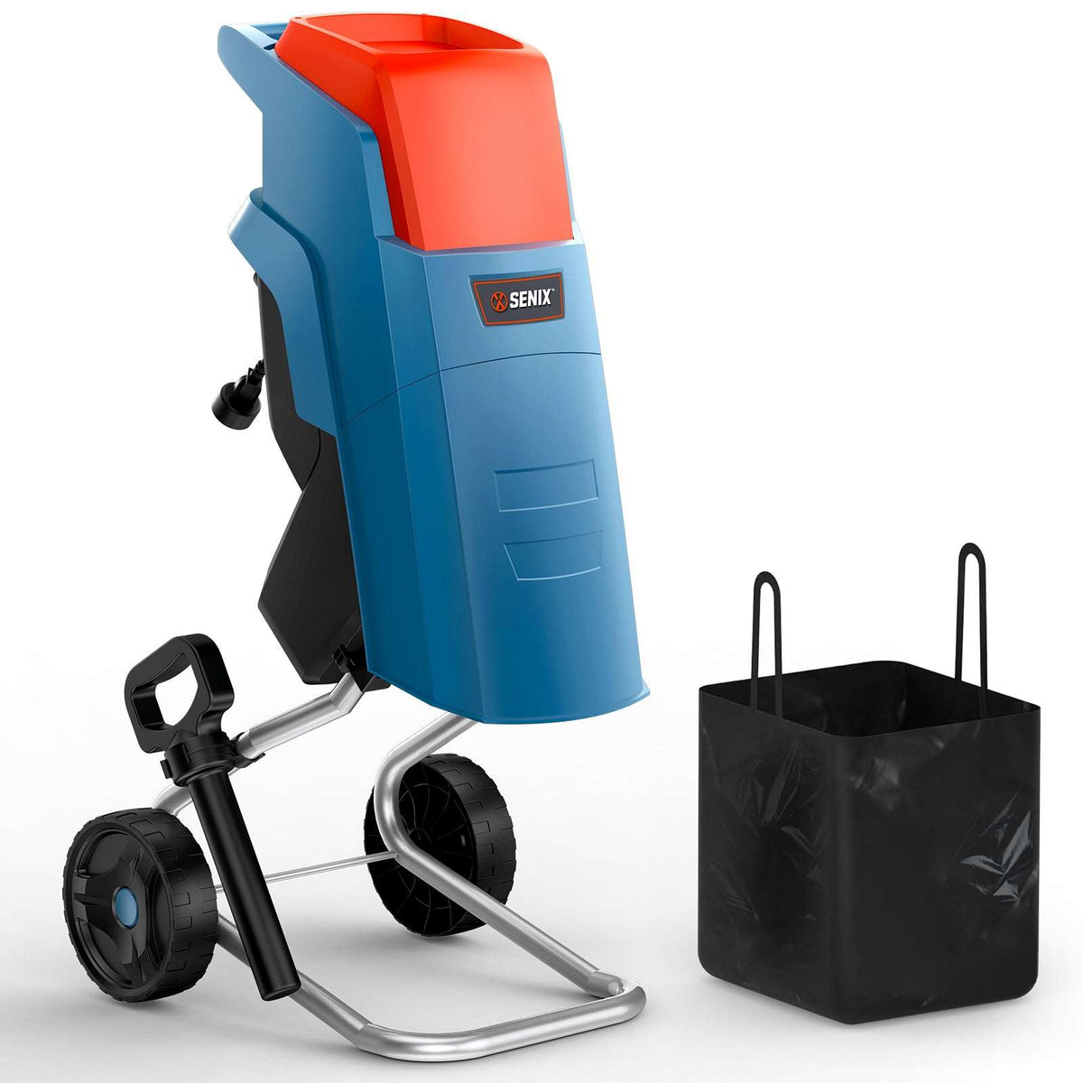 SENIX 15-Amp Electric Chipper Shredder Mulcher with 46L Collection Bag, 1.6" Cutting Capacity, 22:1 Reduction, 4000 RPM Max Speed