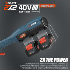 2X2 40V Max* 21" Cordless Snow Thrower, Brushless (2 5.0 Ah Batteries  | Snow Throwers | SENIX Tools