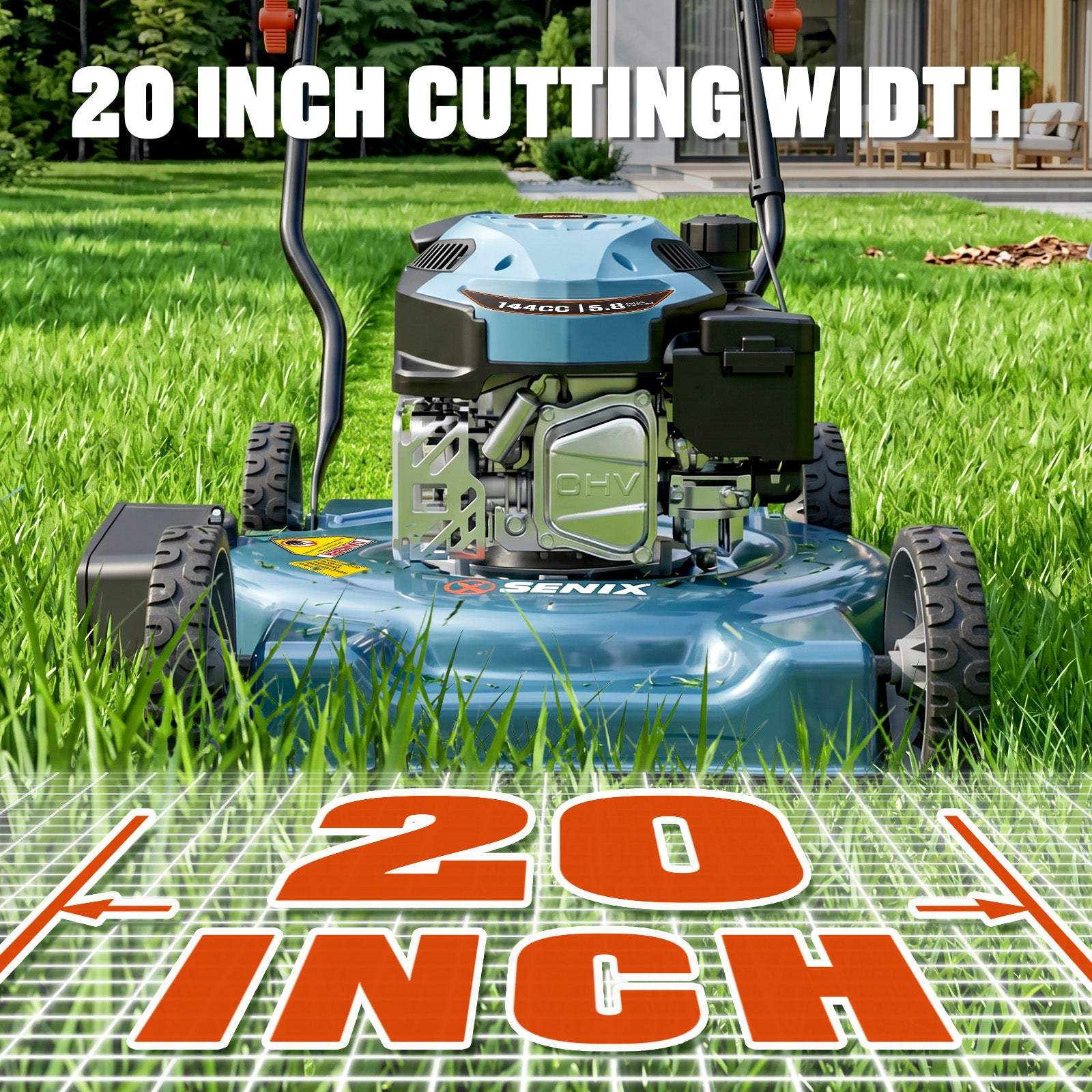 20" 144cc 4-Cycle Gas Push Lawn Mower with Side Discharge LSPG-L4