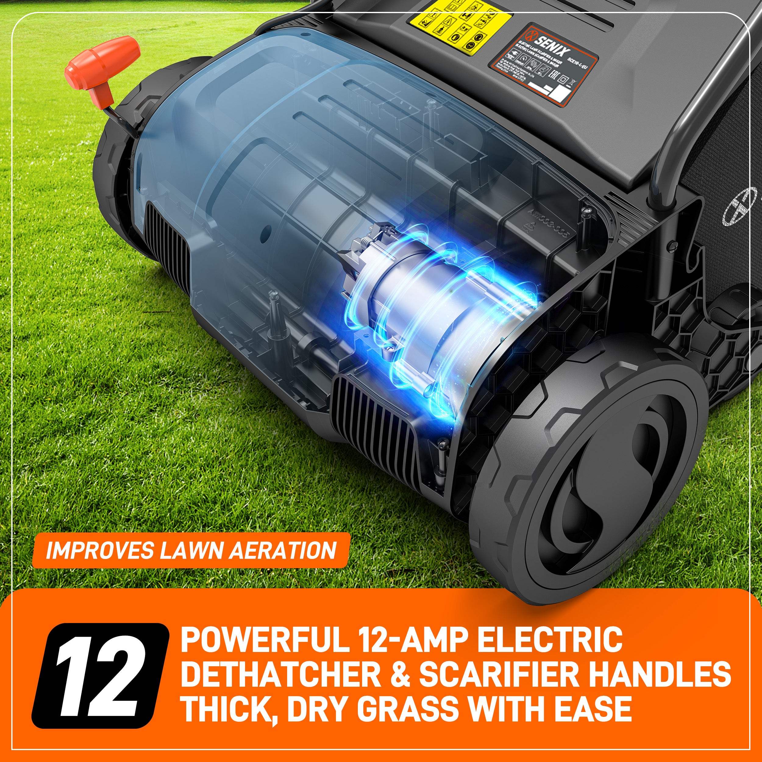 12 Amp 12.6" Corded Electric Dethatcher & Scarifier Combo