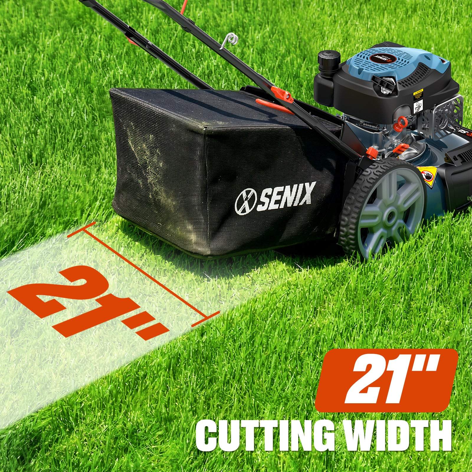 21'' Self-Propelled Gas Lawn Mower, 170 cc 4-Cycle Engine 3.8 HP, 3-in-1 (Bagging/Mulching/Side Discharge) LSSG-M10