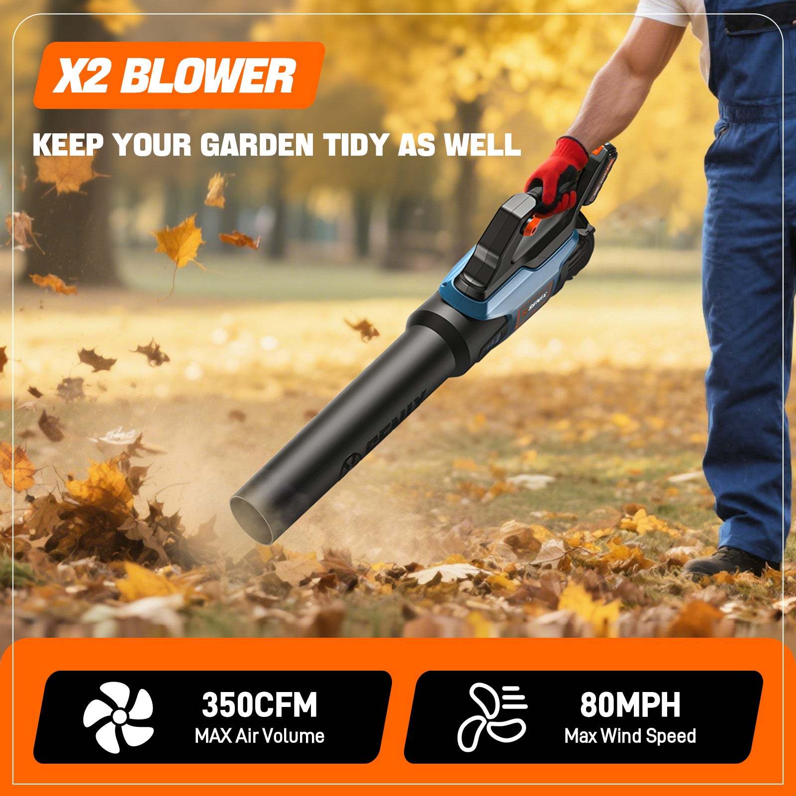 X2 20V Max* Cordless Leaf Blower (4.0 Ah Battery & Charger Included) | Leaf Blowers | X2 20V Max Cordless Leaf Blower | SENIX Tools