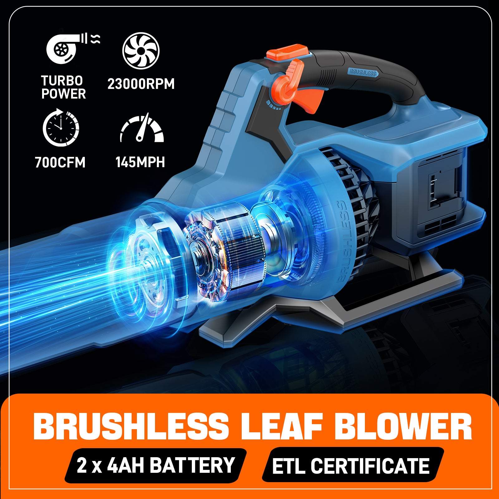 2X2 40V Max* Cordless Leaf Blower, Brushless (2 4.0 Ah Batteries & Cha | Leaf Blowers | SENIX Tools
