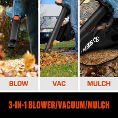 12 Amp Corded Electric 3-in-1 Leaf Blower, Vacuum, and Mulcher