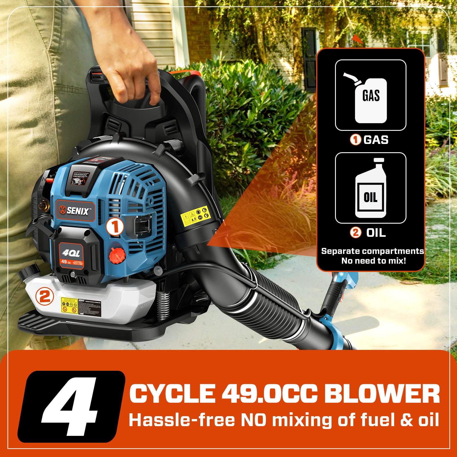 4QL® 49cc 4-Cycle Gas Backpack Leaf Blower