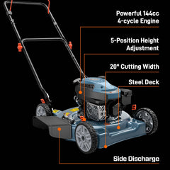 SENIX 20" 144cc 4-Cycle Gas Push Lawn Mower | SENIX Tools