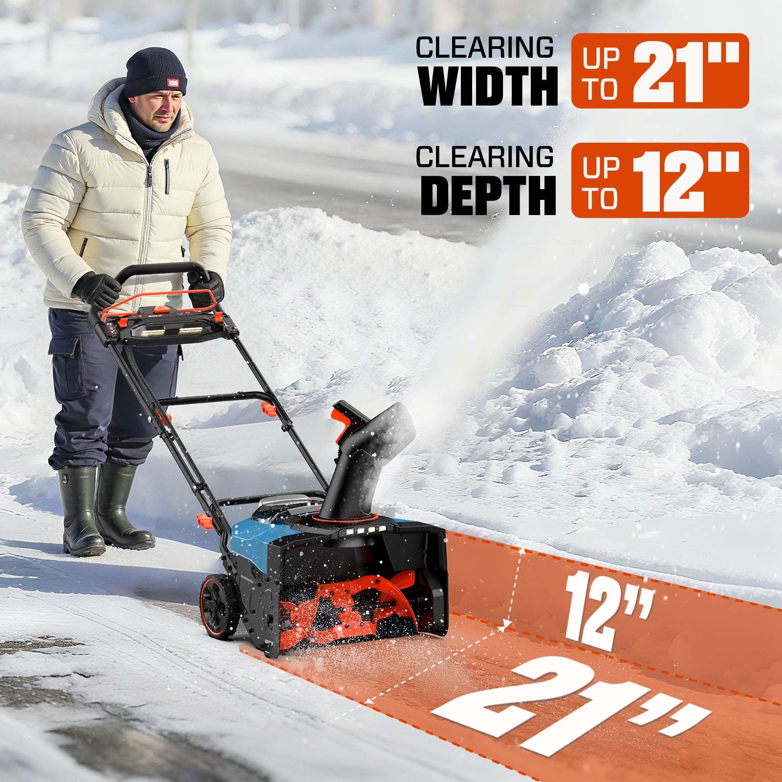 2X2 40V Max* 21" Cordless Snow Thrower, Brushless (2 5.0 Ah Batteries & Charger Included)