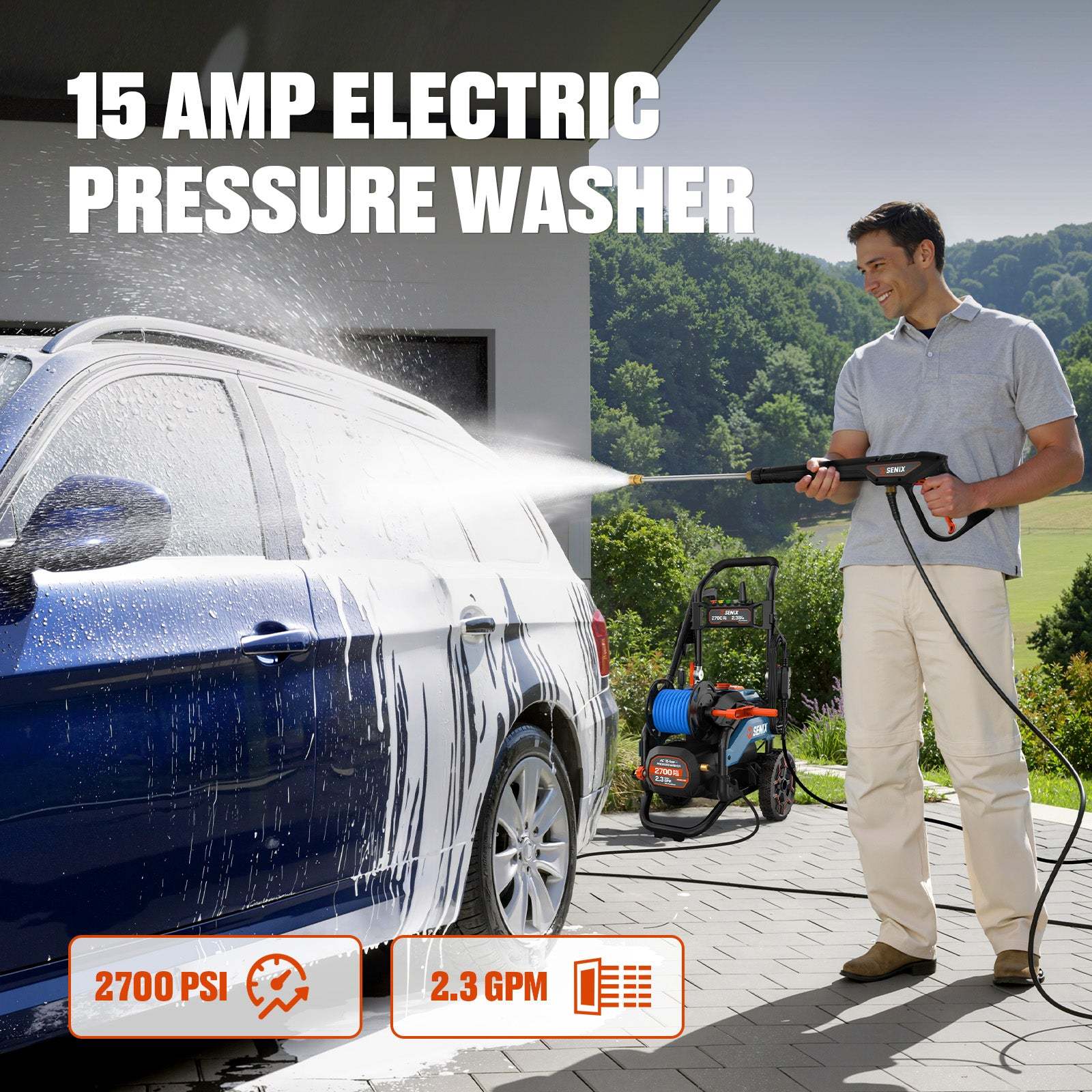 SENIX 2700-PSI 2.3-GPM Cold Water Electric Pressure Washer