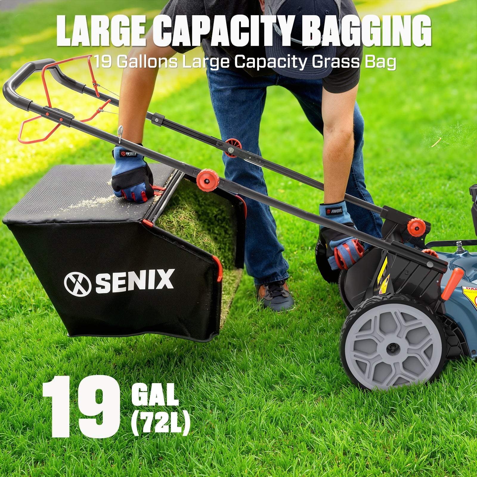 SENIX 201cc Gas Lawn Mower, 22" Single-Speed Self-Propelled Mower