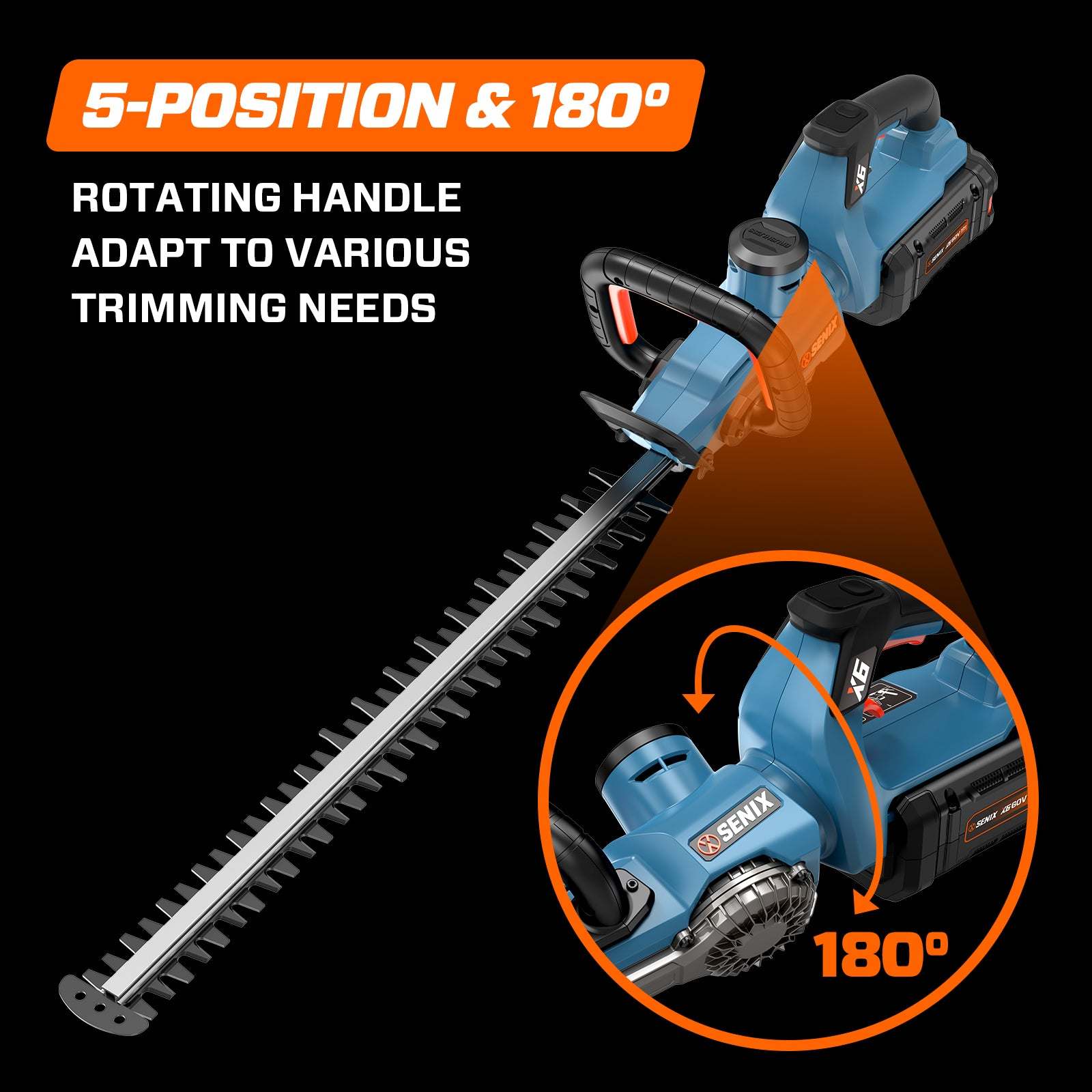 X6 60V Max* 26" Cordless Hedge Trimmer, Brushless (3.0 Ah Battery & Ch | Hedge Trimmers | SENIX Tools