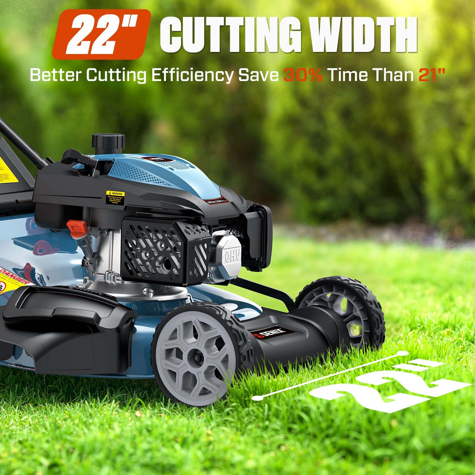 SENIX 201cc Gas Lawn Mower, 22" Single-Speed Self-Propelled Mower