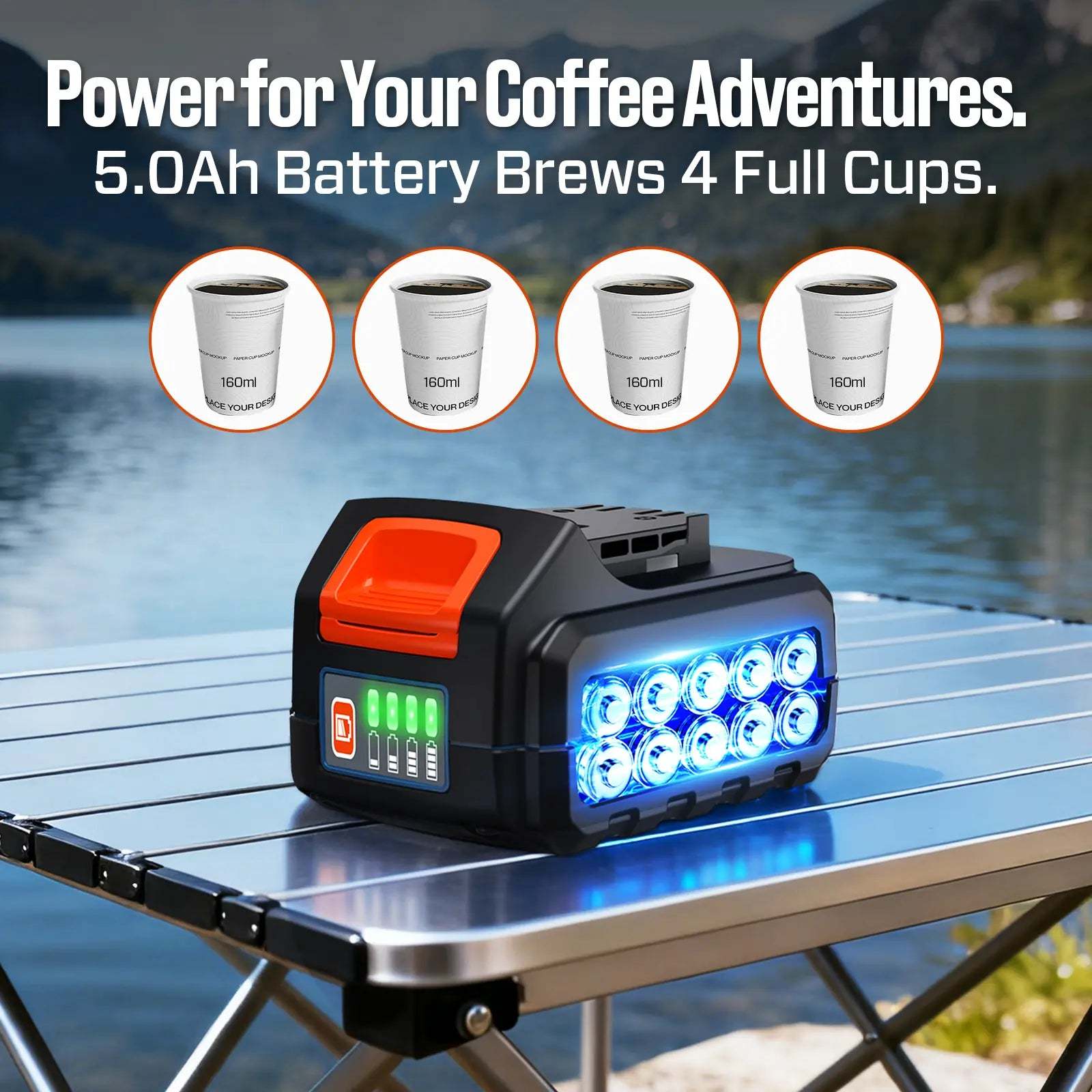 X2 20V Max* Portable Hybrid Coffee Maker (5.0 Ah Battery, Charger & AC Adapter Included)