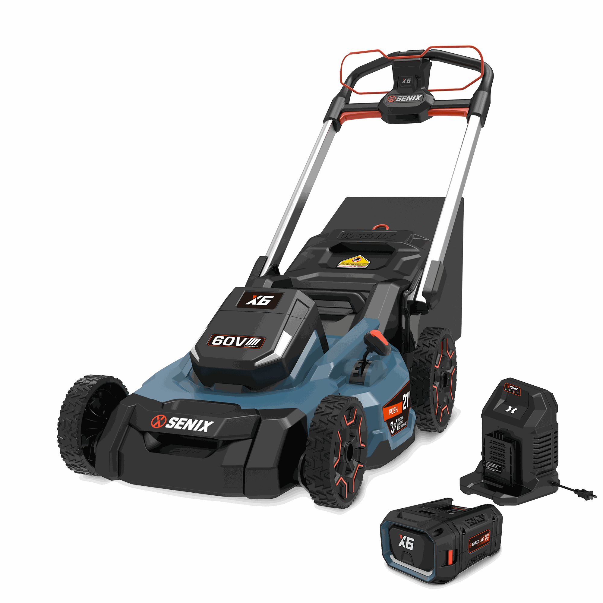X6 60V Max* 21" Cordless Push Lawn Mower, Brushless (6.0 Ah Battery &  | Lawn Mowers | SENIX Tools