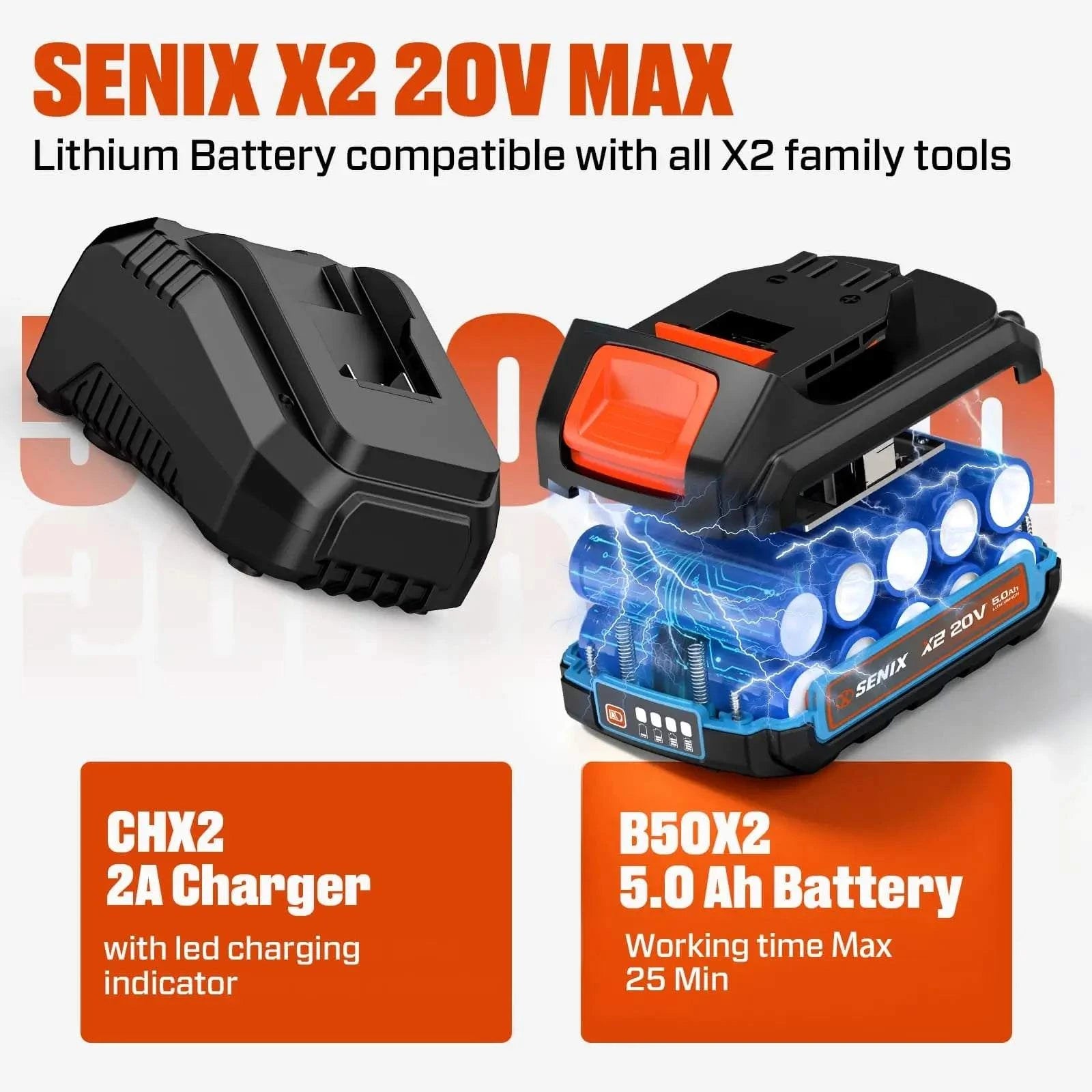 SENIX X2 20V Max 13" Cordless Snow Shovel STX2-L1