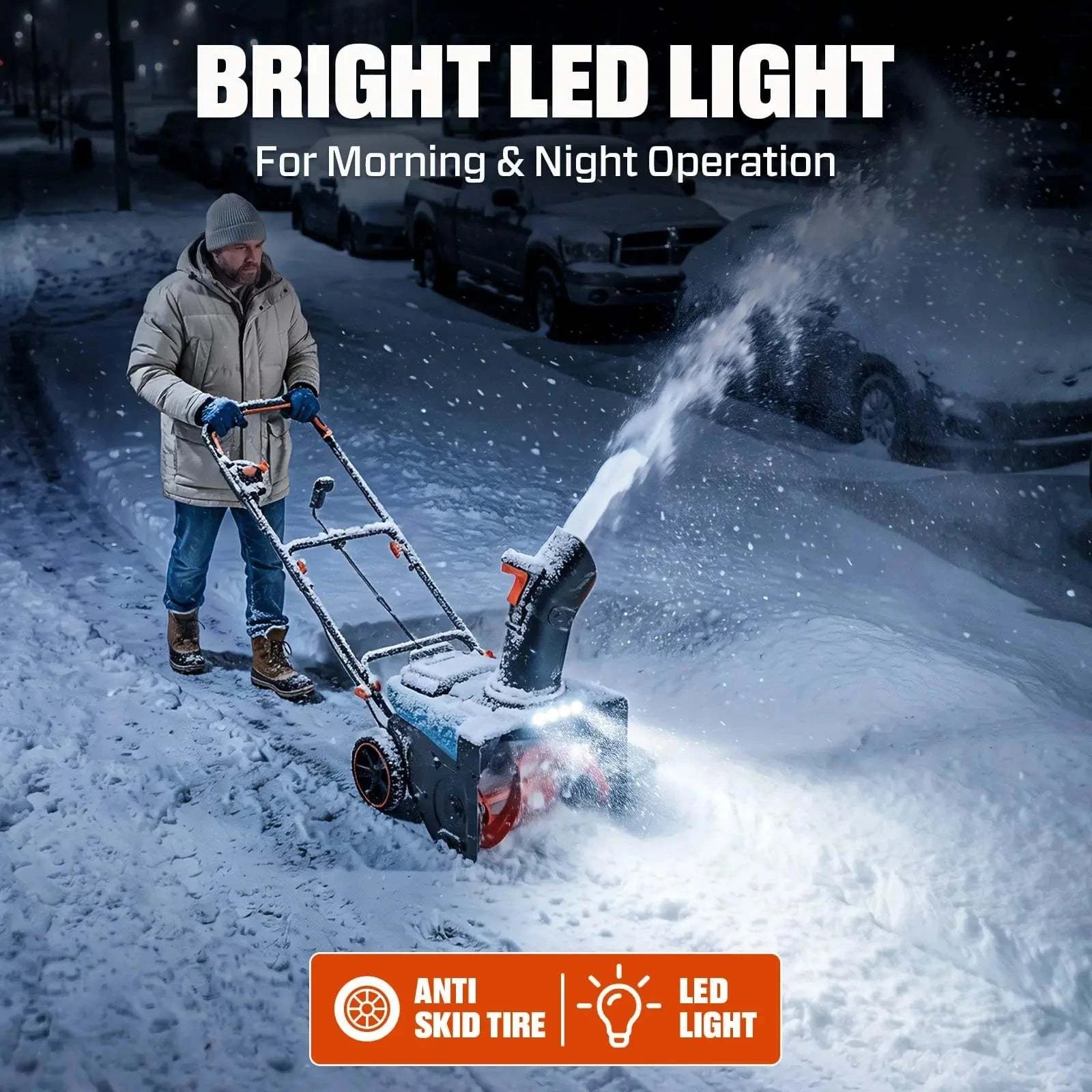 SENIX 2X2 40V Max 18" Cordless Snow Blower, Brushless 2*5.0 Ah Batteries & Dual-Port Charger Included