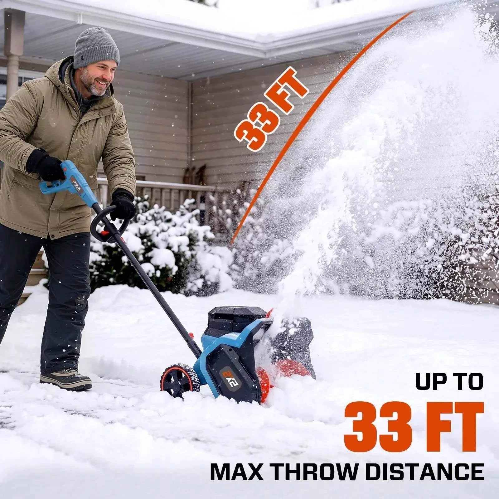 SENIX 2X2 40V Max 15-Inch Cordless Snow Shovel, Brushless, 2*5.0Ah Batteries & 2*Chargers Included STX2-M2