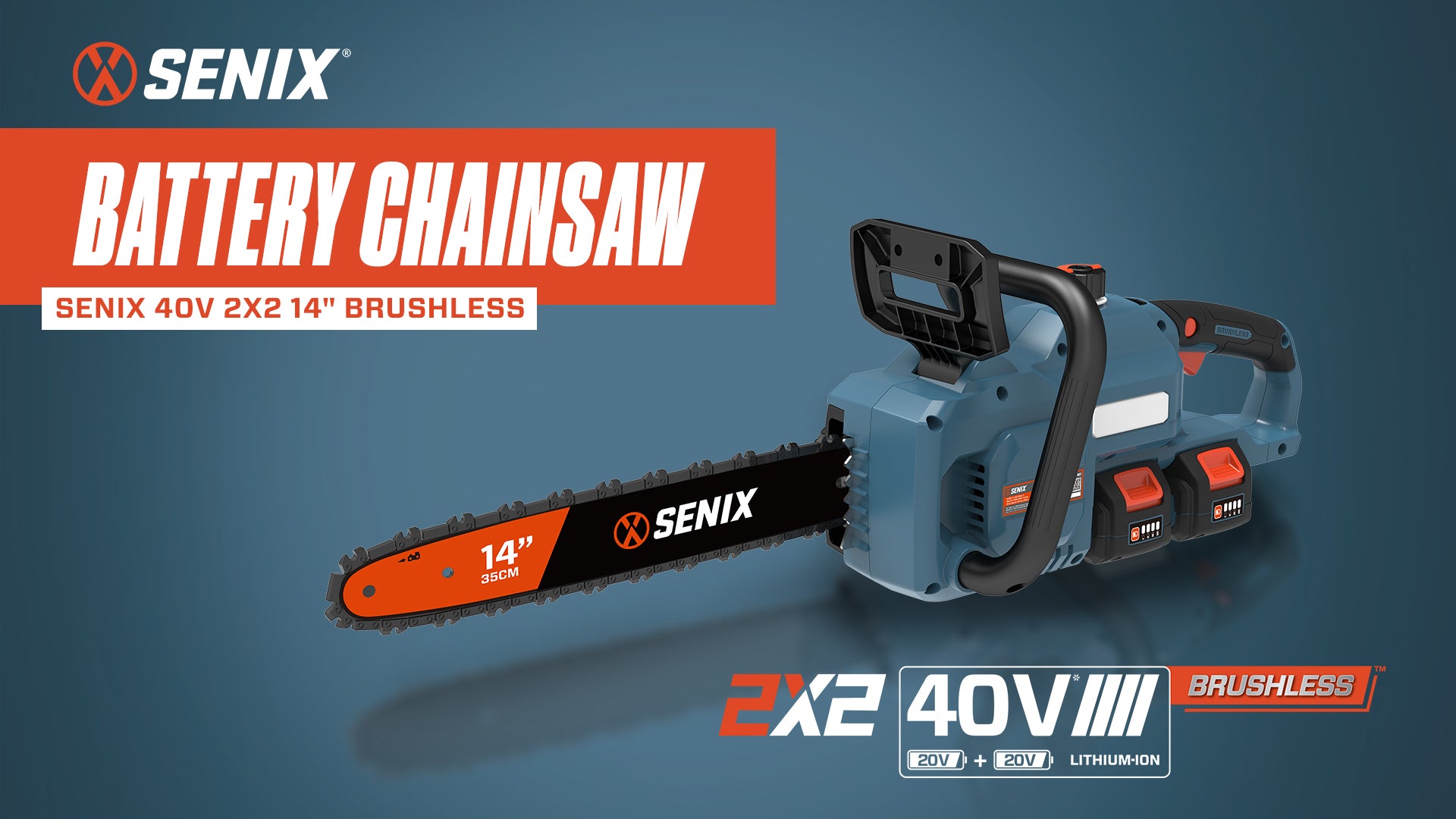 2X2 40V Max* 14" Cordless Chainsaw, Brushless (2 4.0 Ah Batteries & Charger Included)