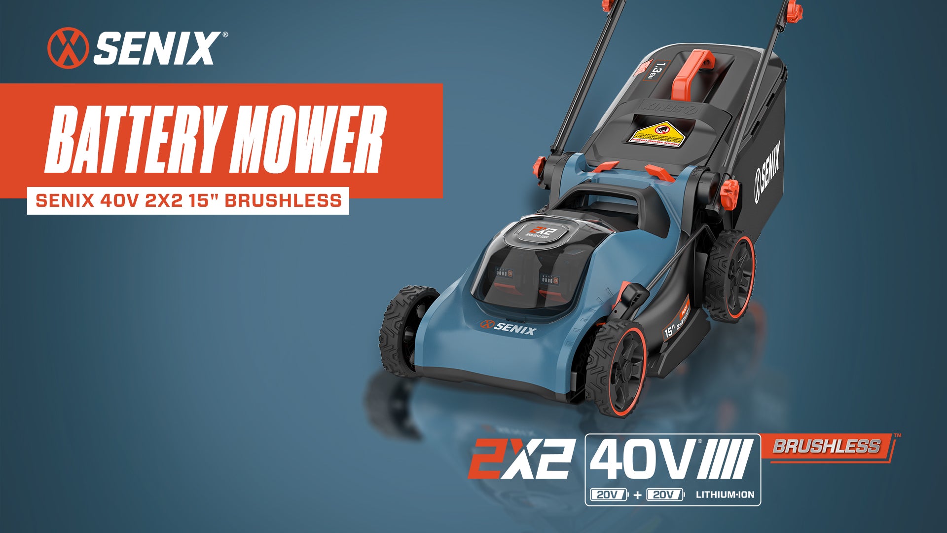 2X2 40V Max* 15" Cordless Electric Push Lawn Mower 2-in-1 Bagging & Mulching, Brushless (2 4.0 Ah Batteries & Charger Included)