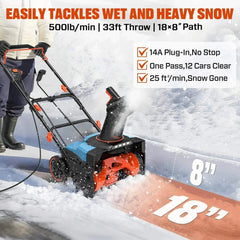 14 Amp 18" Corded Electric Snow Blower