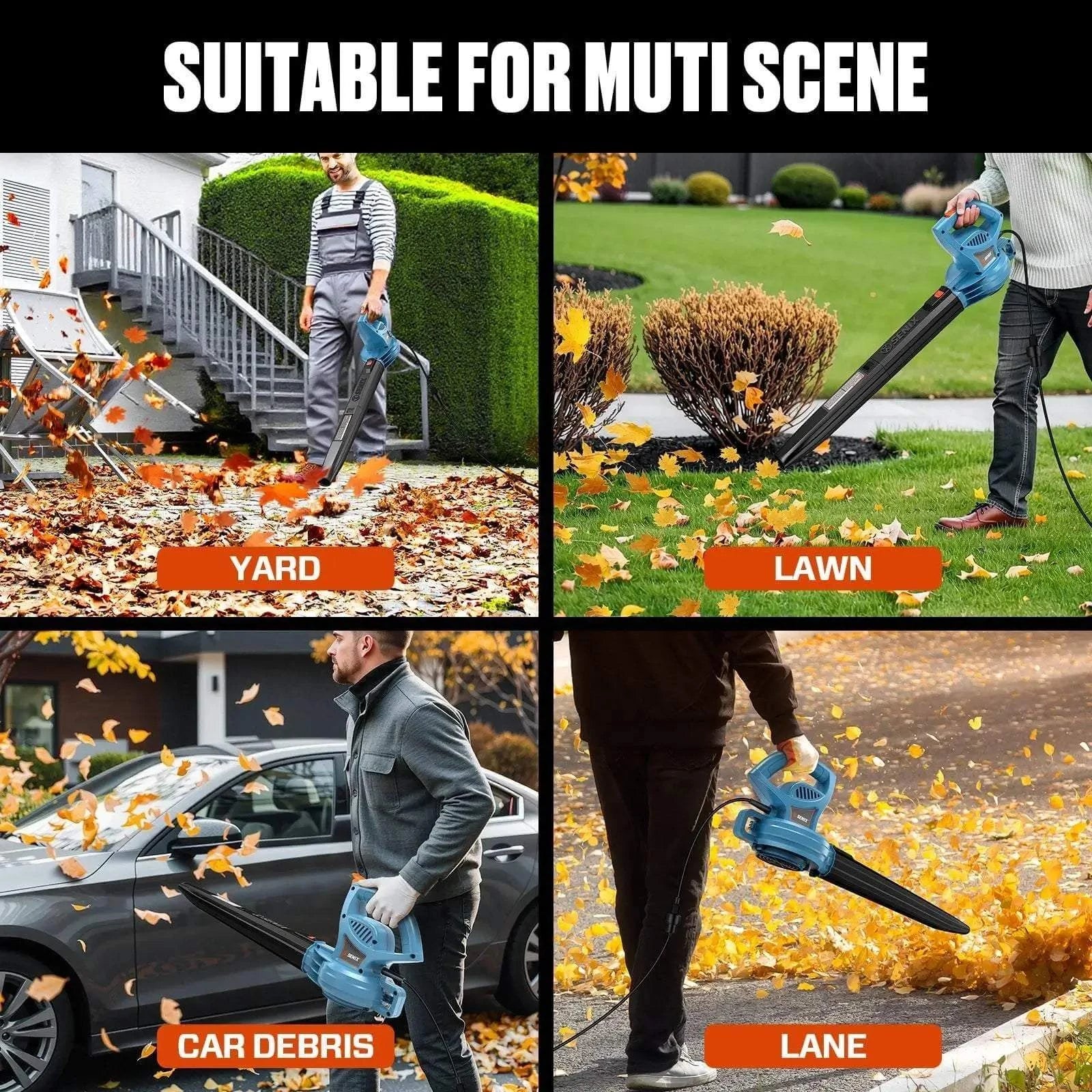 SENIX 21'' 144cc 2-IN-1 4-Cycle Gas Push Lawn Mower & 6 Amp Corded Electric Leaf Blower Combo Kit